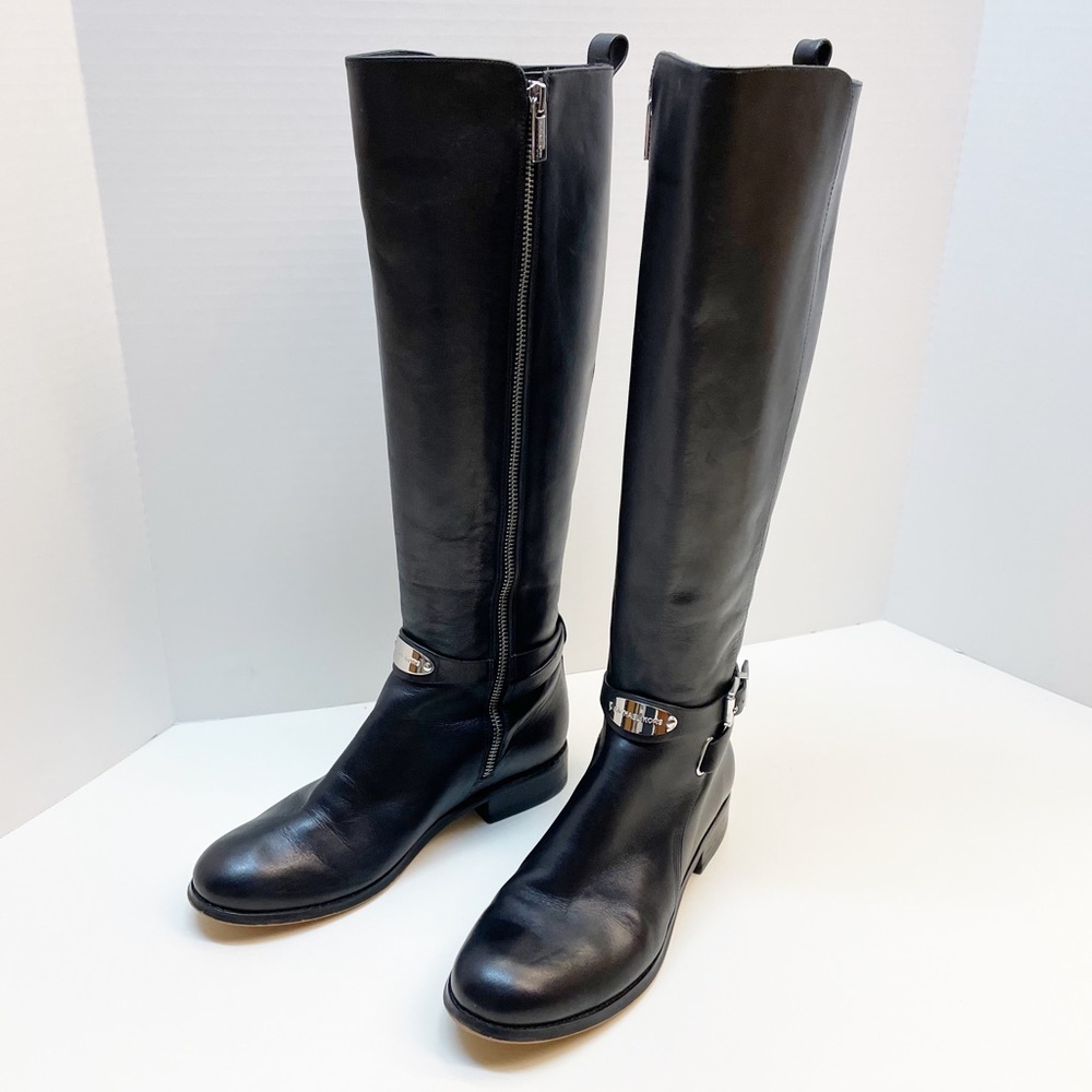 Michael Kors Arley Riding Leather Boot Black Size 7